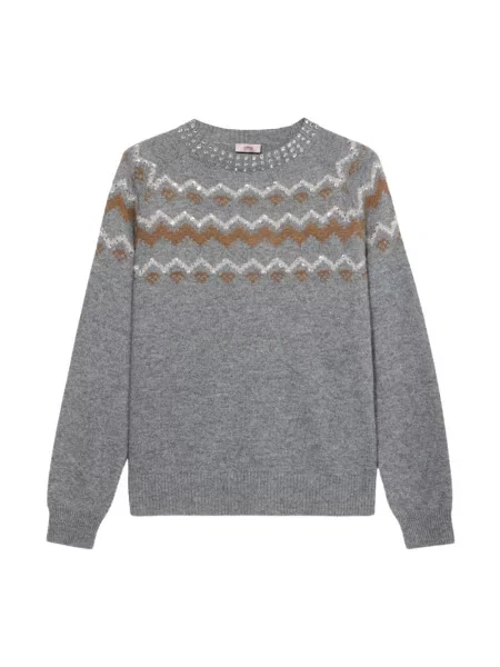 Sweter Oltre żakardowy szary