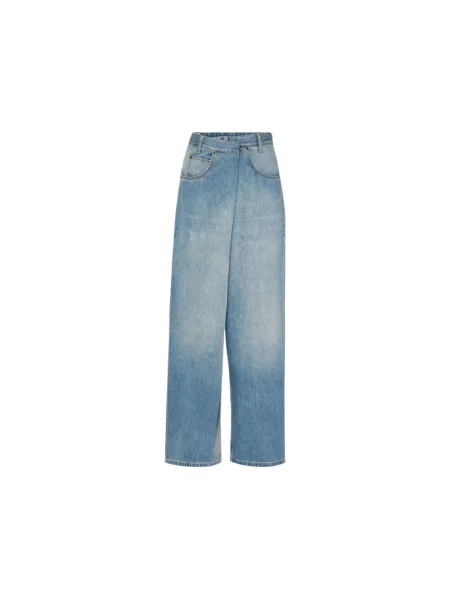 Szerokie jeansy Maison Margiela kopertowe niebieskie