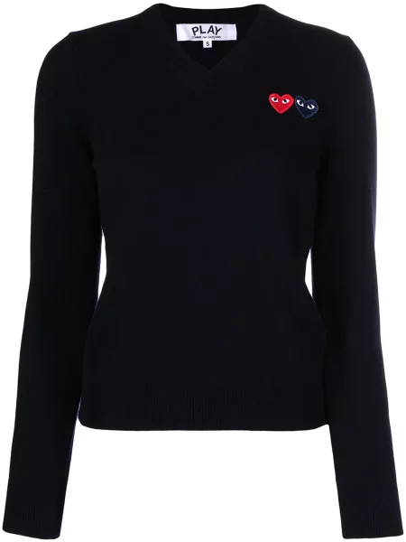 Pulover Comme Des Garcons Play cu motiv cu inimi albastru