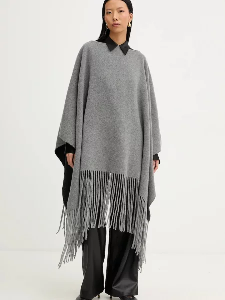Liviana Conti poncho de lână călduros gri