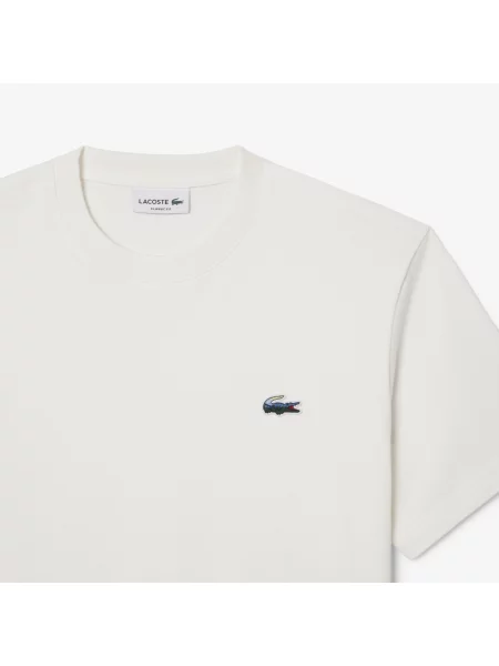 Lacoste Koszulka Z Grubego Dżerseju Landscape Crocodile biały
