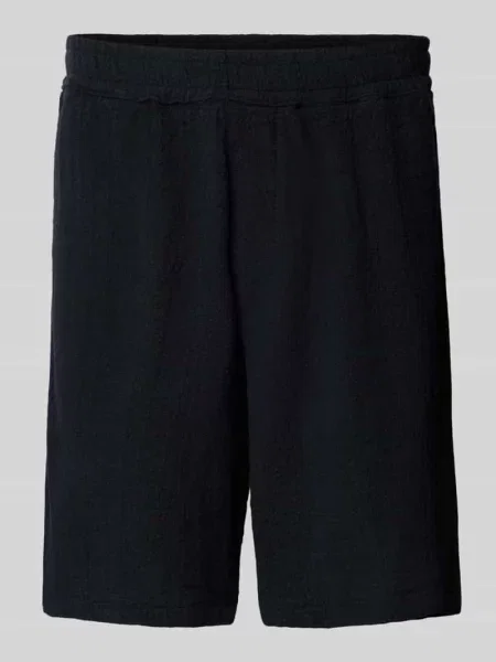 Szorty o kroju relaxed fit z efektem marszczenia Review czarne
