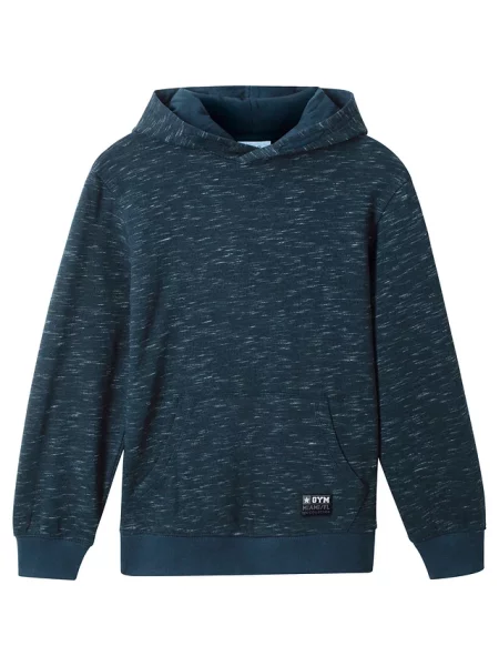 Bluza z kapturem z miękkiej mieszanki bawełny niebieska