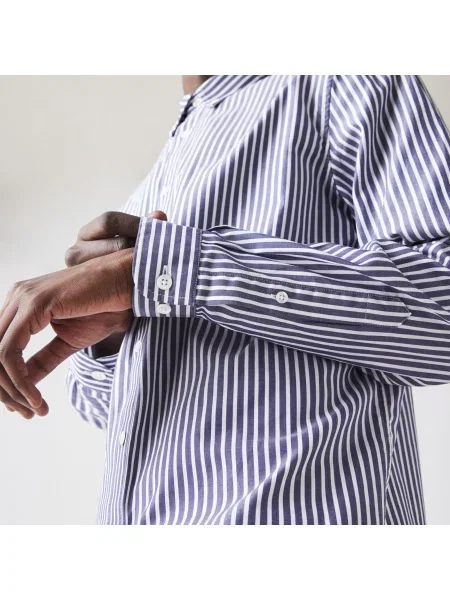 Lacoste Koszula Z Bawełny W Paski Regular Fit szara