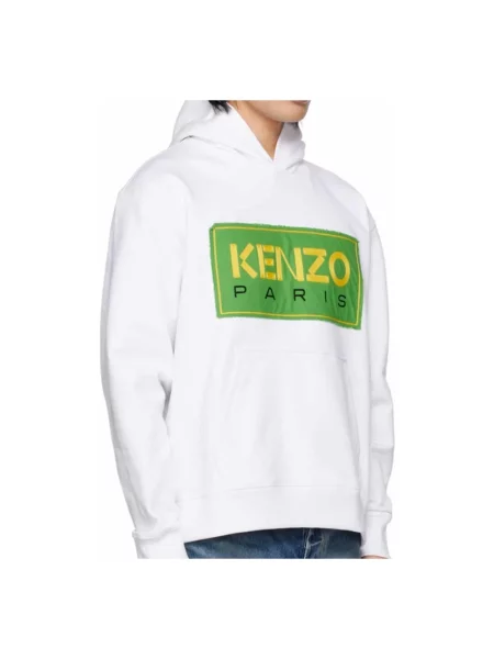 Bluza z kapturem Kenzo z kapturem z logo biała