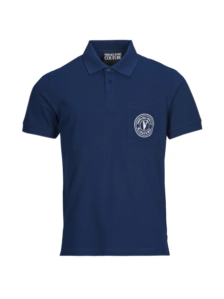 Polo majica Versace Jeans Couture s kratkimi rokavi modra