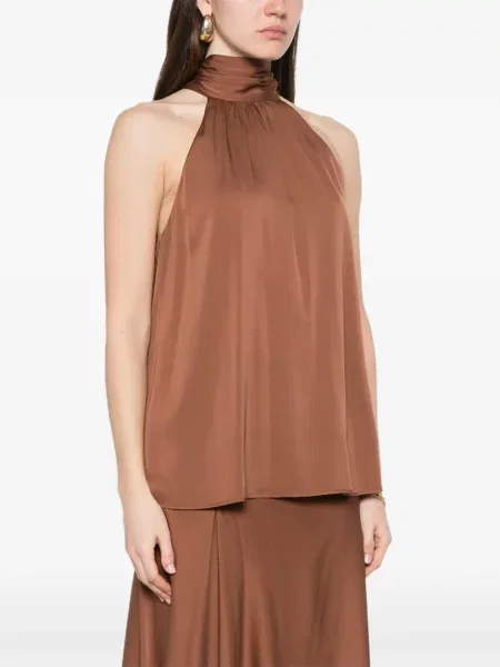 Bluza Silk95five ular vrat smeđa