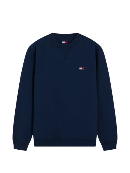 Pulover Tommy Hilfiger cu decolteu rotund cu autograf albastru