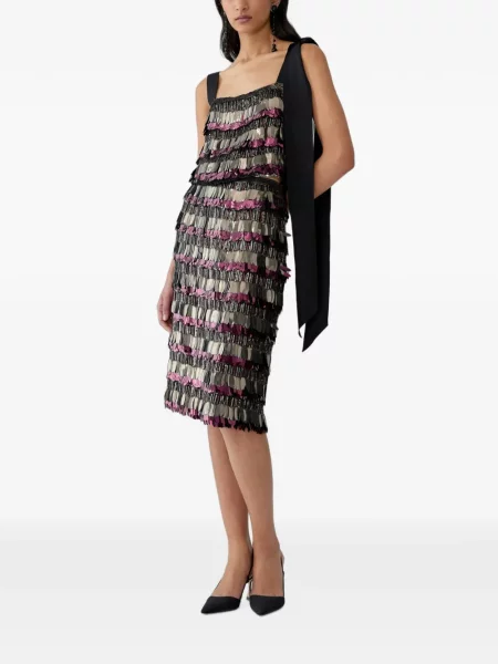 Fustă midi Carolina Herrera cu broderie negru