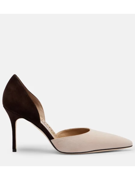 Pantofi cu toc Manolo Blahnik din piele de căprioară bej