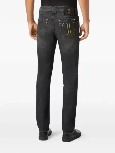 Blugi Billionaire cu broderie negru