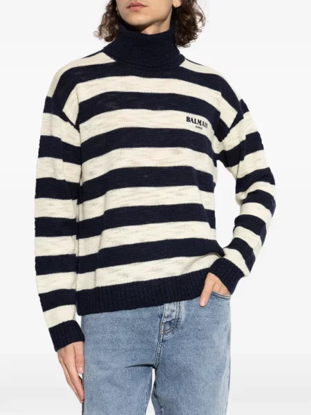 Pulover Balmain cu broderie albastru