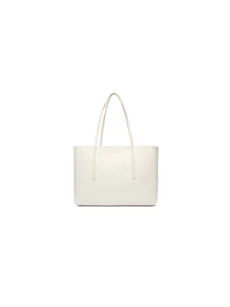 Ročna torba Calvin Klein Emblem Aop Tote W/ Pouch Écru bela