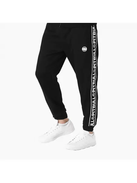 Pantaloni de trening Pitbull West Coast pentru bărbați Tape Logo Terry Group negru
