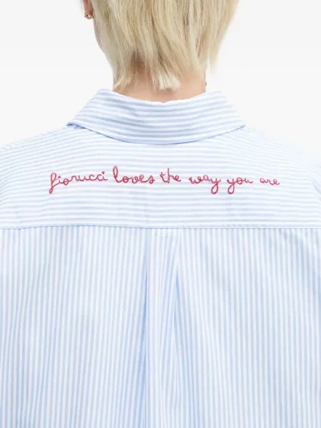 Cămașă Fiorucci cu broderie cu dungi albastru