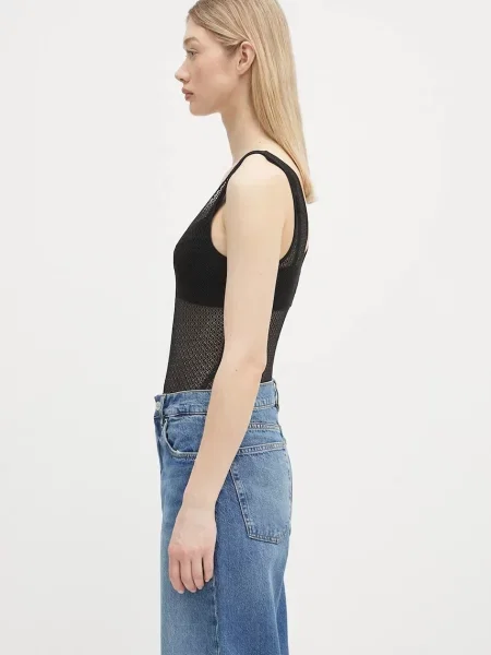Κορμάκι Anine Bing Alysha Bodysuit μαύρο