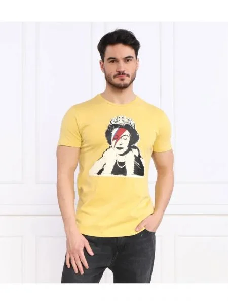 GUESS Tricou BANKSY QUEEN galben