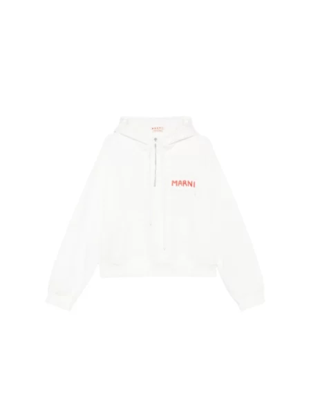 Bluza z kapturem Marni z kapturem w miejskim stylu z logo biała