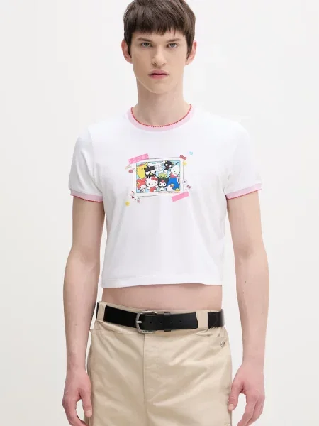 Converse kratka majica x HELLO KITTY bela