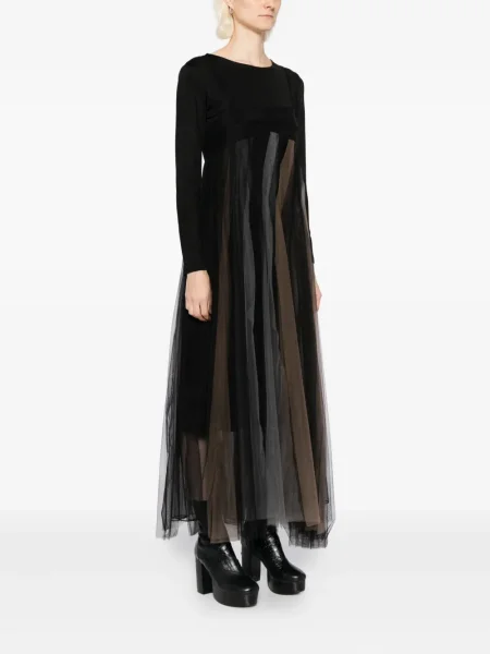 Rochie maxi Quetsche cu mâneci lungi lungă de costum negru