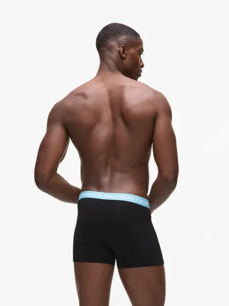 Pánske boxerky KARL LAGERFELD Logo Trunk Colorband 3 páry dark sea/indigo/blue čierna