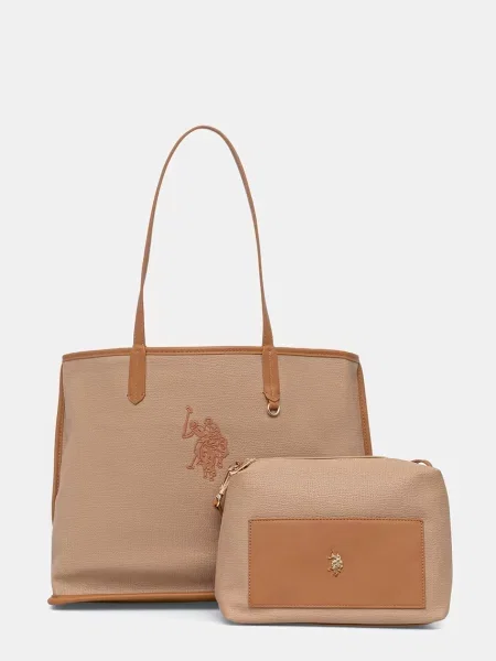 U.S. Polo Assn. torebka shopper z imitacji skóry SURREY beżowa
