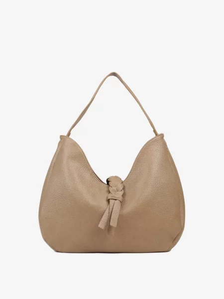 Torebka Hobo Shopper Ozdobiona Plecionką Nalorella beżowa