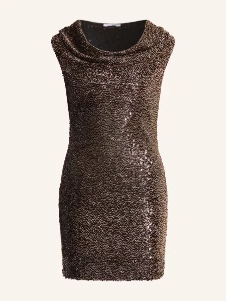 Šaty Patrizia Pepe s flitry hnědé