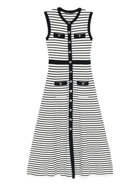 Rochie maxi Maje cu dungi de costum alb