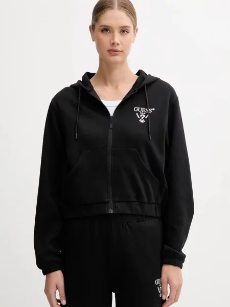 Суитшърт GUESS Roberta Full Zip Crop Sweatshirt Black XS черно