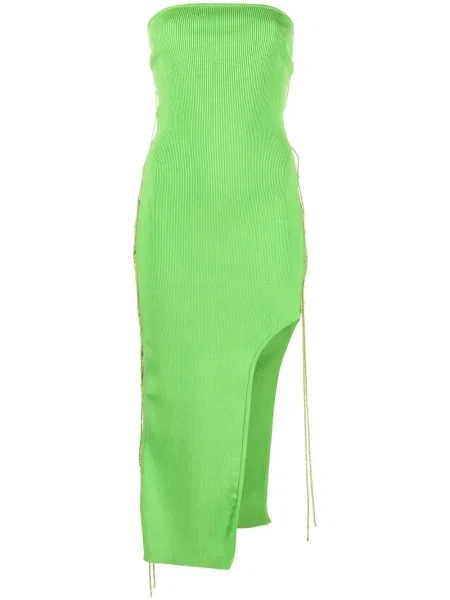 Rochie midi Giuseppe Di Morabito cu șireturi din dantelă până la genunchi verde