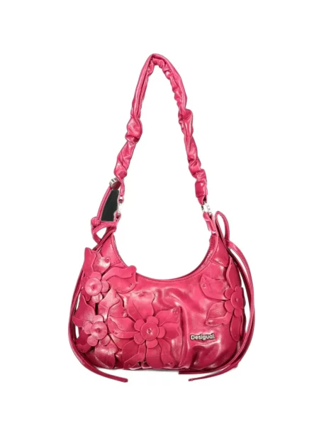 Geantă shopper Desigual cu model floral cu volane roz
