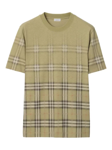 Tricou Burberry în carouri cu imagine verde