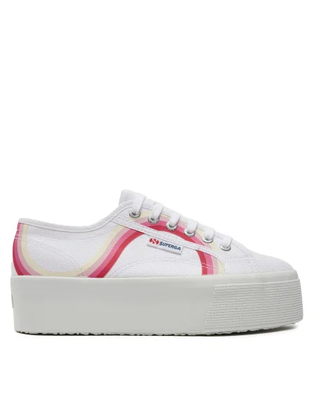 Ниски кецове Superga ROUND STRIPES бяло