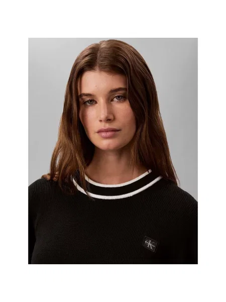 Calvin Klein Jeans Pulover / alb negru