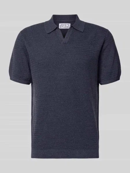 Koszulka polo w dzianinowym wyglądzie krój regular fit Jake*s Studio Men granatowa