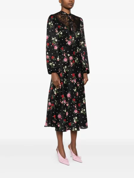 Rochie Nissa cu model floral cu imagine de costum negru