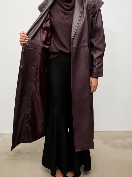 Шкіряний плащ Answear.LAB бордовий