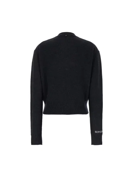 Sweter Sportmax wełniany z logo czarny