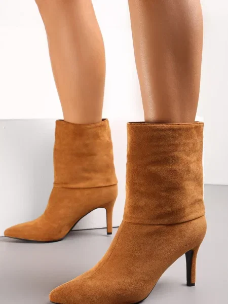 Botine cu Stiletto și Glezna Întoarsă Adah maro