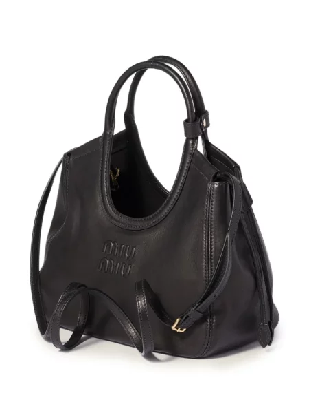 Geantă shopper Miu Miu din piele negru
