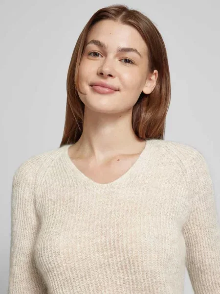 Sweter z dzianiny z fakturowanym wzorem model ‘FRESIS’ Maxmara Leisure beżowy