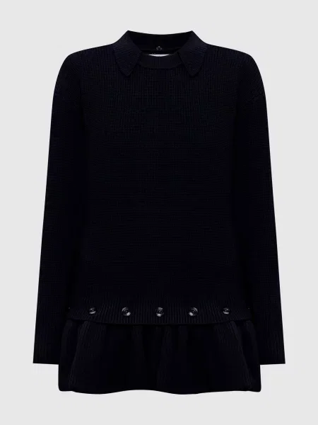 Светр з вовни менриноса зі знімною баскою Rokh синій