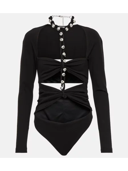 Body Area din jerseu de cristal negru