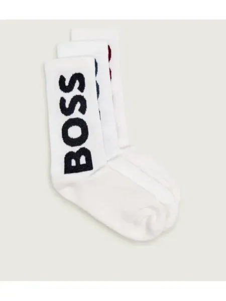 BOSS BLACK Șosete 3P QS Rib Logo CC alb