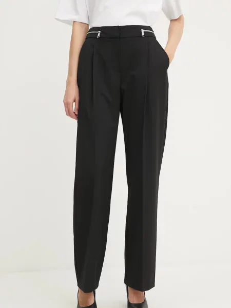 Hlače s primesjo volne Karl Lagerfeld črna