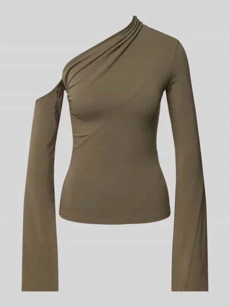 Bluzka z długim rękawem na jedno ramię model ‘Ira’ Weekday khaki