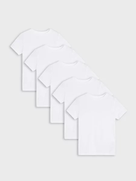 Sinsay Základní trička 5 pack bílá