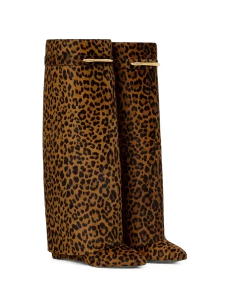 Botine Givenchy din piele cu model leopard maro