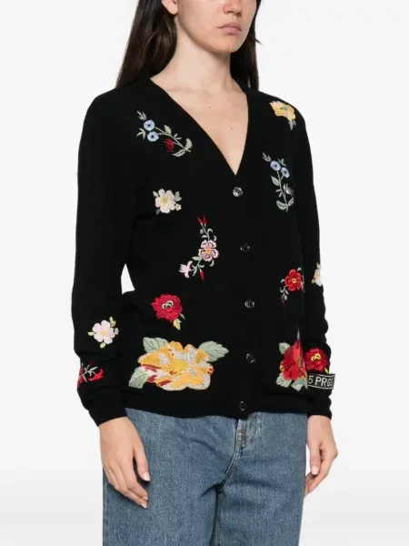 Cardigan 5 Progress cu model floral negru